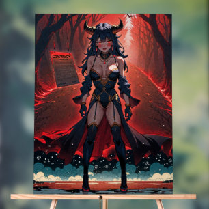Succubus Contact at Crossroads: Anime Lilin Demon Acrylic Sign