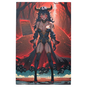 Succubus Contact at Crossroads: Anime Lilin Demon Metal Print