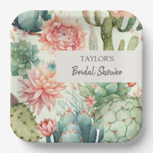 Succulent and Cactus Flowers Paper Plates