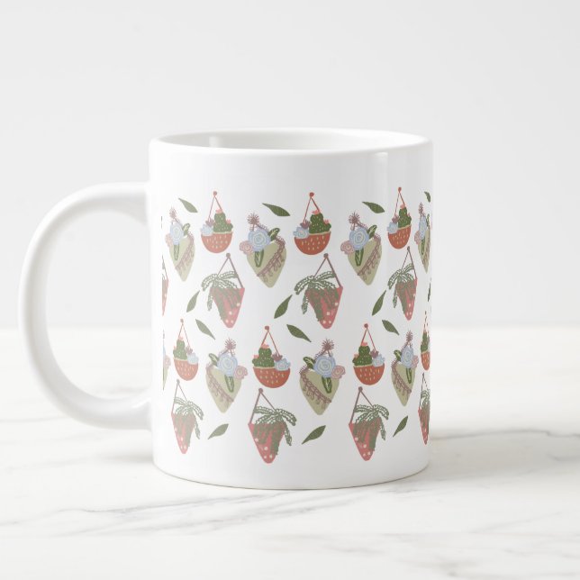 Succulent and Cactus Hanging Plants Greenery Giant Coffee Mug (Left)