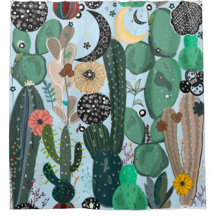 Succulent and cactus shower curtain
