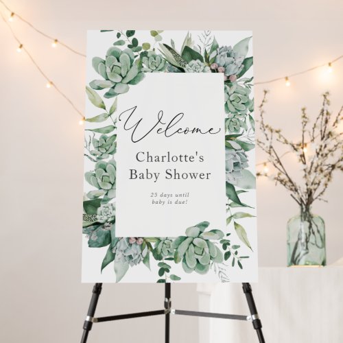 Succulent and Eucalyptus Baby Shower Welcome