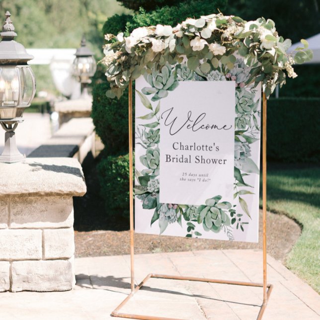 Succulent and Eucalyptus Bridal Shower Welcome Foam Board (Creator Uploaded)