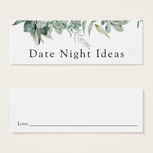 Succulent and Eucalyptus Date Night Idea Card