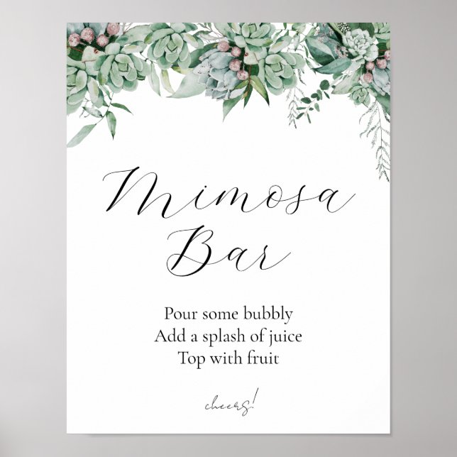 Succulent and Eucalyptus Greenery Bar Sign (Front)