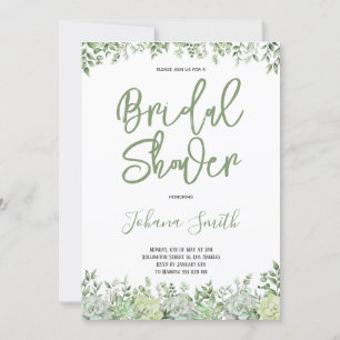 Succulent and Eucalyptus Greenery Bridal Shower In Invitation