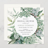 Succulent and Eucalyptus Greenery Bridal Shower Invitation (Front/Back)