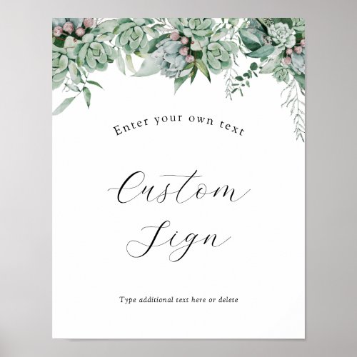 Succulent and Eucalyptus Greenery Custom Text Sign