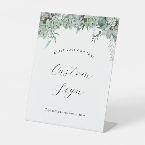 Succulent and Eucalyptus Greenery Custom Text Sign