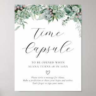 Succulent and Eucalyptus Greenery Time Capsule Poster