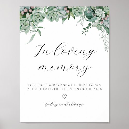 Succulent and Eucalyptus In Loving Memory Sign