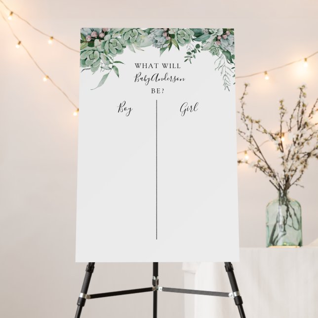 Succulent and Eucalyptus Reveal Voting Sign (In Situ (Stand))