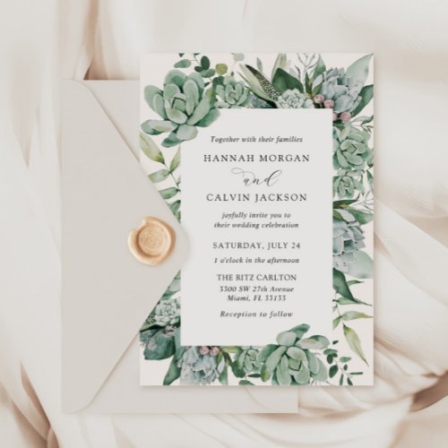 Succulent and Eucalyptus Wedding Invitation