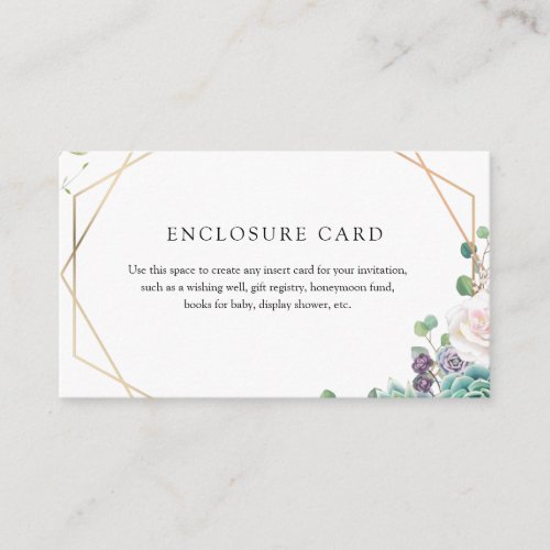 Succulent and Gold Frame Enclosure Card