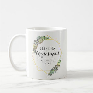 Succulent and Greenery Geometric Wreath Wedding Coffee Mug