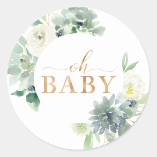 Succulent and Greenery Oh Baby Sticker