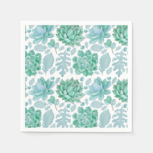 Succulent and leaf pattern paper napkins 3717