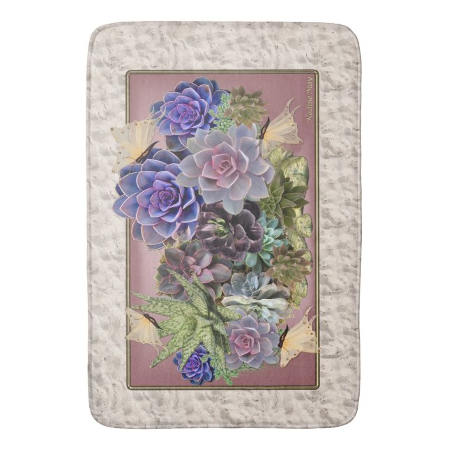 Succulent Art Bathroom Mat (Front Vertical)