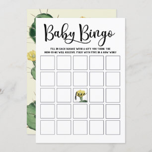 Succulent Baby Shower Bingo Card