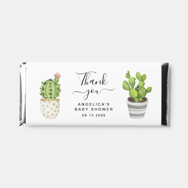 Succulent Baby Shower Thank You Cactus Favor Hershey Bar Favors (Front)