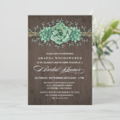 Succulent Baby's Breath Bridal Shower Invitations (Standing Front)