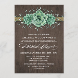 Succulent Baby's Breath Bridal Shower Invitations