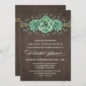 Succulent Baby's Breath Bridal Shower Invitations (Front/Back)