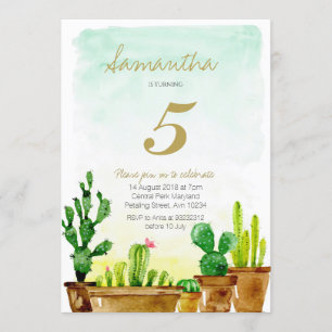 Succulent Birthday Party Invitation