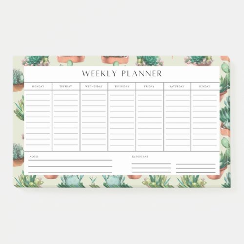 Succulent Bliss Weekly Planner Pad ï Post_it Notes