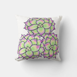 Succulent Bloom Colorful Succulents, cacti desert Throw Pillow