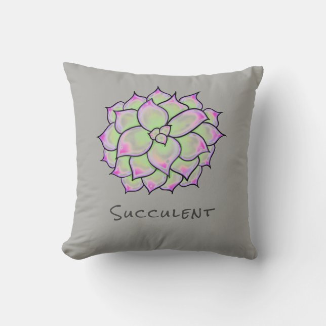 Succulent Bloom Throw Pillow (Front)