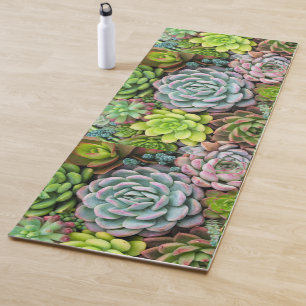 Succulent botanical garden arrangement yoga mat
