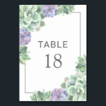 Succulent Botanical Green and Purple Frame Wedding Table Number<br><div class="desc">Botanical wedding table number featuring a frame decorated with green and purple watercolor succulents.  This elegant wedding table number has great natural element and is perfect for a desert wedding in the spring or summer.</div>