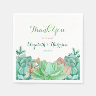 Succulent Bouquet Botanical Floral Wedding Napkins