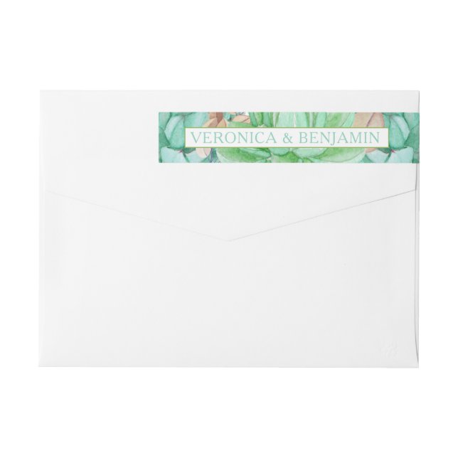 Succulent Bouquet Botanical Floral Wedding Wrap Around Label (Back)