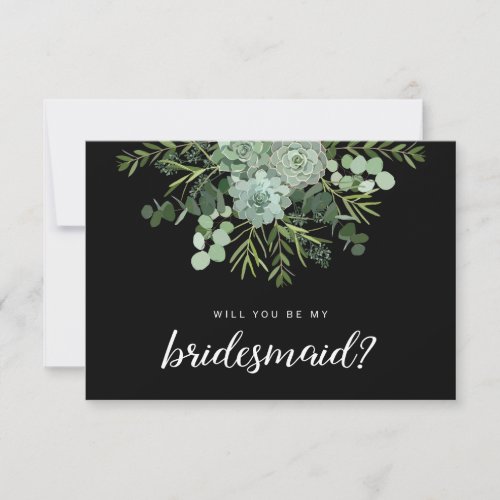 Succulent Bouquet Bridesmaid Proposal Note Card