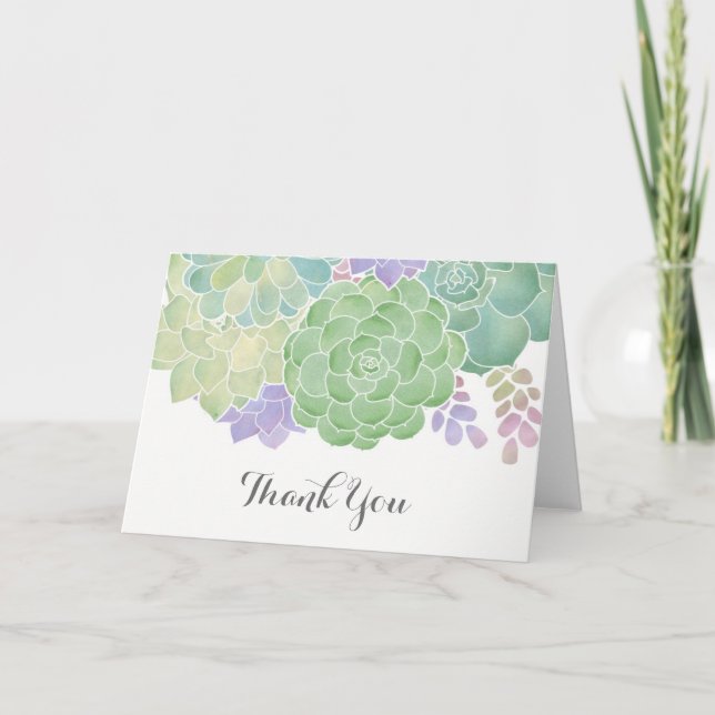 Succulent Bouquet Elegant Thank You Card (Front)