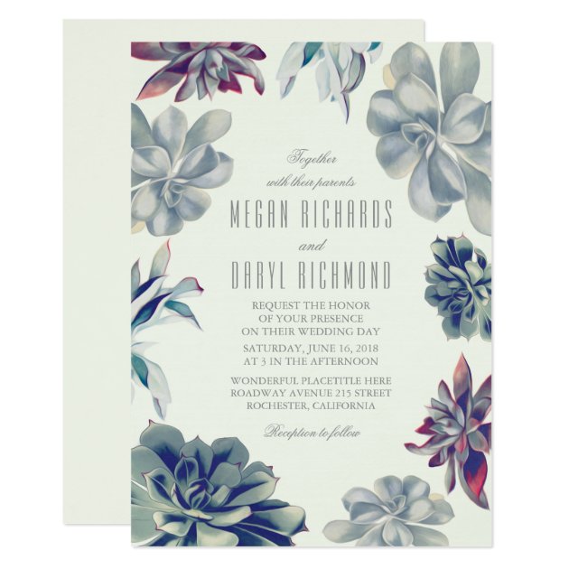 Succulent Bouquet - Floral Botanical Wedding Invitation