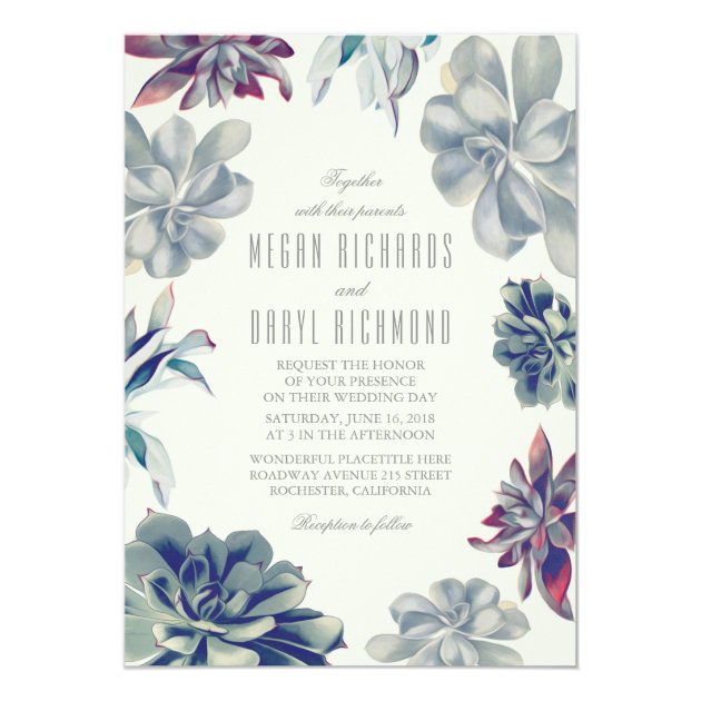 Succulent Bouquet - Floral Botanical Wedding Invitation