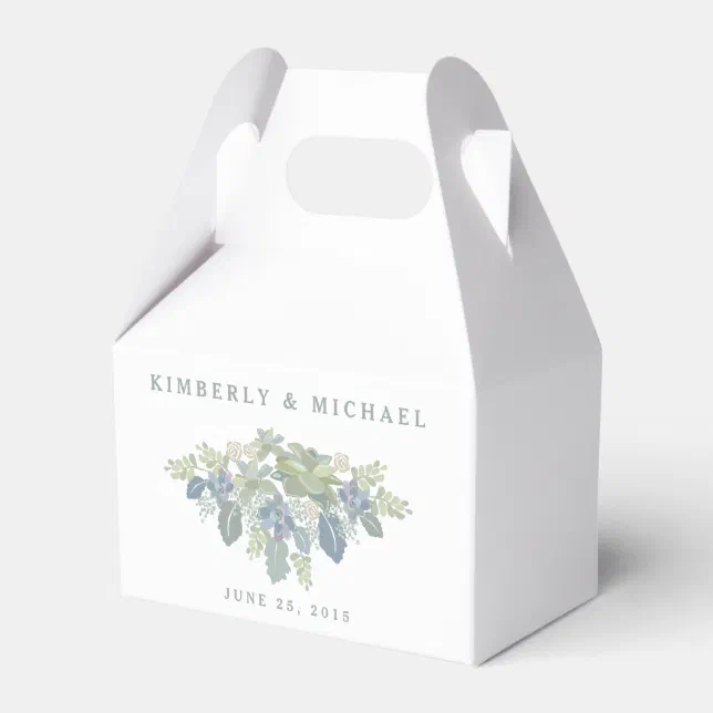 Succulent Bouquet Floral Wedding Favor Box | Zazzle