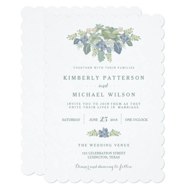 Succulent Bouquet Floral Wedding Invitation