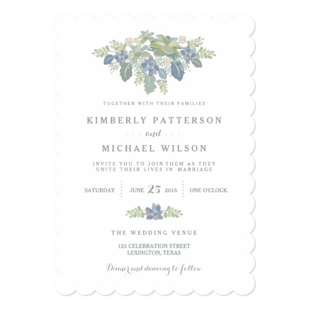Succulent Bouquet Floral Wedding Invitation
