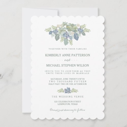 Succulent Bouquet Floral Wedding Invitation