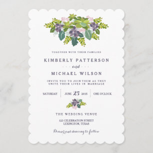 Succulent Bouquet II Floral Wedding Invitation