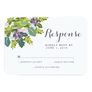 Succulent Bouquet II Floral Wedding RSVP Response Card