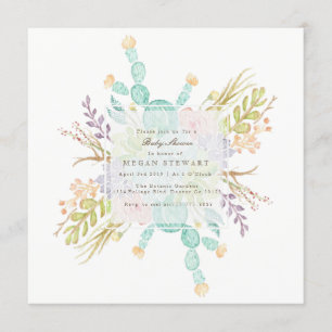 Succulent Bouquet Watercolor   Baby Shower Invitation