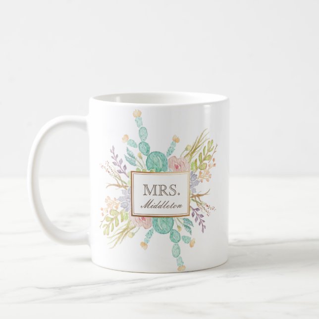 Succulent Bouquet Watercolor | Custom Mug (Left)