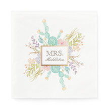 Succulent Bouquet Watercolor | Custom Name