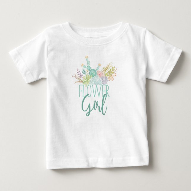 Succulent Bouquet Watercolor | Flower Girl Top (Front)