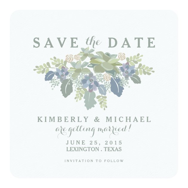 Succulent Bouquet Wedding Photo Save The Date Card